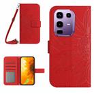 For Infinix Note 50 Pro 4G / Note 50 4G Skin Feel Sun Flower Embossed Flip Leather Phone Case with Lanyard(Red) - 1