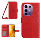 For Infinix Note 50x 5G Skin Feel Sun Flower Embossed Flip Leather Phone Case with Lanyard(Red) - 1