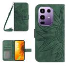 For Infinix Note 50x 5G Skin Feel Sun Flower Embossed Flip Leather Phone Case with Lanyard(Green) - 1
