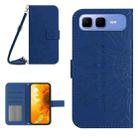 For Infinix Smart 10 Plus 4G Skin Feel Sun Flower Embossed Flip Leather Phone Case with Lanyard(Dark Blue) - 1