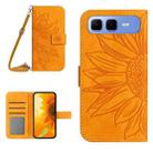 For Infinix Smart 10 Plus 4G Skin Feel Sun Flower Embossed Flip Leather Phone Case with Lanyard(Yellow) - 1