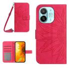 For Tecno Spark 30C 5G Skin Feel Sun Flower Embossed Flip Leather Phone Case with Lanyard(Rose Red) - 1