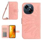 For Tecno Pop 9 4G / Spark Go 2025 4G Skin Feel Sun Flower Embossed Flip Leather Phone Case with Lanyard(Pink) - 1