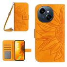 For Tecno Pop 9 4G / Spark Go 2025 4G Skin Feel Sun Flower Embossed Flip Leather Phone Case with Lanyard(Yellow) - 1