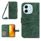 For Tecno Spark 30 5G Skin Feel Sun Flower Embossed Flip Leather Phone Case with Lanyard(Green) - 1