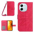 For Tecno Spark 30 5G Skin Feel Sun Flower Embossed Flip Leather Phone Case with Lanyard(Rose Red) - 1