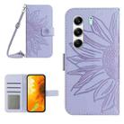 For Tecno Camon 40 4G Skin Feel Sun Flower Embossed Flip Leather Phone Case with Lanyard(Purple) - 1