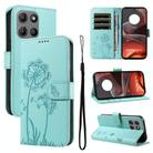 For Motorola Moto G15 Dandelion Embossed Pattern Flip Leather Phone Case(Green) - 1