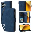For Redmi 13 4G / 5G Multifunctional Multi-Card Wallet Phone Leather Case(Dark Blue) - 1