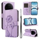 For OPPO Find X8 5G Global Dandelion Embossed Pattern Flip Leather Phone Case(Purple) - 1