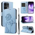 For OPPO Reno13 Pro Global Dandelion Embossed Pattern Flip Leather Phone Case(Sky Blue) - 1