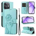 For OPPO A5X 5G Global Dandelion Embossed Pattern Flip Leather Phone Case(Green) - 1