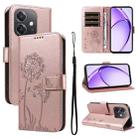 For OPPO A5X 5G Global Dandelion Embossed Pattern Flip Leather Phone Case(Rose Gold) - 1