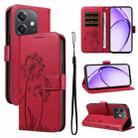 For OPPO A5X 5G Global Dandelion Embossed Pattern Flip Leather Phone Case(Red) - 1