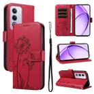 For OPPO K12X 5G Global Dandelion Embossed Pattern Flip Leather Phone Case(Red) - 1