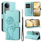 For vivo V50 5G Global Dandelion Embossed Pattern Flip Leather Phone Case(Green) - 1