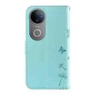For vivo V50 5G Global Dandelion Embossed Pattern Flip Leather Phone Case(Green) - 3