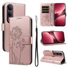 For vivo V50 Lite 5G Global Dandelion Embossed Pattern Flip Leather Phone Case(Rose Gold) - 1