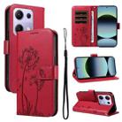 For Redmi Note 13 Pro 4G / 14S 4G Dandelion Embossed Pattern Flip Leather Phone Case(Red) - 1