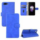 For OnePlus 5 Solid Color Skin Feel Magnetic Buckle Horizontal Flip Calf Texture PU Leather Case with Holder & Card Slots & Wallet(Blue) - 1