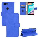 For OnePlus 5T Solid Color Skin Feel Magnetic Buckle Horizontal Flip Calf Texture PU Leather Case with Holder & Card Slots & Wallet(Blue) - 1