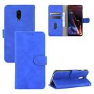 For OnePlus 6T Solid Color Skin Feel Magnetic Buckle Horizontal Flip Calf Texture PU Leather Case with Holder & Card Slots & Wallet(Blue) - 1
