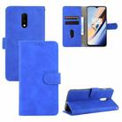 For OnePlus 7 Solid Color Skin Feel Magnetic Buckle Horizontal Flip Calf Texture PU Leather Case with Holder & Card Slots & Wallet(Blue) - 1