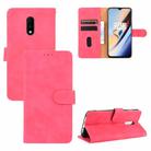 For OnePlus 7 Solid Color Skin Feel Magnetic Buckle Horizontal Flip Calf Texture PU Leather Case with Holder & Card Slots & Wallet(Rose Red) - 1
