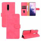 For OnePlus 7 Pro Solid Color Skin Feel Magnetic Buckle Horizontal Flip Calf Texture PU Leather Case with Holder & Card Slots & Wallet(Rose Red) - 1