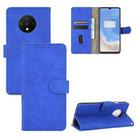For OnePlus 7T Solid Color Skin Feel Magnetic Buckle Horizontal Flip Calf Texture PU Leather Case with Holder & Card Slots & Wallet(Blue) - 1