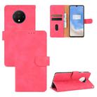For OnePlus 7T Solid Color Skin Feel Magnetic Buckle Horizontal Flip Calf Texture PU Leather Case with Holder & Card Slots & Wallet(Rose Red) - 1