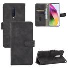 For OnePlus 8 Solid Color Skin Feel Magnetic Buckle Horizontal Flip Calf Texture PU Leather Case with Holder & Card Slots & Wallet(Black) - 1