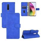 For OnePlus 8 Solid Color Skin Feel Magnetic Buckle Horizontal Flip Calf Texture PU Leather Case with Holder & Card Slots & Wallet(Blue) - 1