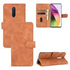 For OnePlus 8 Solid Color Skin Feel Magnetic Buckle Horizontal Flip Calf Texture PU Leather Case with Holder & Card Slots & Wallet(Brown) - 1