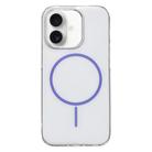 For iPhone 16 Clear Color PC Thin Circle MagSafe Phone Case(Purple) - 1