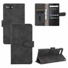 For BlackBerry KEY2 Solid Color Skin Feel Magnetic Buckle Horizontal Flip Calf Texture PU Leather Case with Holder & Card Slots & Wallet(Black) - 1