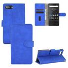 For BlackBerry KEY2 Solid Color Skin Feel Magnetic Buckle Horizontal Flip Calf Texture PU Leather Case with Holder & Card Slots & Wallet(Blue) - 1