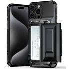For iPhone 15 Pro Max Card Slot PC Hybrid TPU Combo Phone Case(Dark Grey) - 1