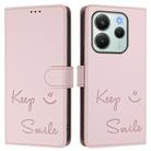 For Redmi Note 14 4G 164.84mm EU Version Smile Embossing RFID Leather Phone Case(Pink) - 2