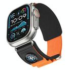 For Apple Watch 46mm / 49mm / 45mm / 44mm Kalebol Compass Nylon Loop Watch Strap(Black Orange) - 1