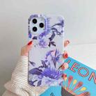 For iPhone 12 mini Laser Pattern Soft TPU Protective Case(White Background Blue Flower) - 1