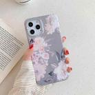 For iPhone 12 / 12 Pro Laser Pattern Soft TPU Protective Case(Gray Background Pink Flower) - 1