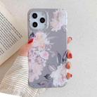 For iPhone 12 / 12 Pro Laser Pattern Soft TPU Protective Case(Gray Background Pink Flower) - 2