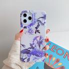 For iPhone 12 / 12 Pro Laser Pattern Soft TPU Protective Case(White Background Blue Flower) - 1