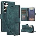 For Samsung Galaxy S25 Ultra 5G Orchid Butterfly Embossed Leather Phone Case(Green) - 1