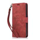 For Samsung Galaxy S25 Ultra 5G Orchid Butterfly Embossed Leather Phone Case(Red) - 2