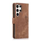 For Samsung Galaxy S25 Ultra 5G Orchid Butterfly Embossed Leather Phone Case(Brown) - 3