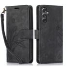 For Samsung Galaxy S24 FE 5G Orchid Butterfly Embossed Leather Phone Case(Black) - 1