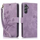 For Samsung Galaxy S24 FE 5G Orchid Butterfly Embossed Leather Phone Case(Purple) - 1