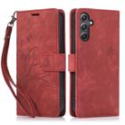For Samsung Galaxy S24 FE 5G Orchid Butterfly Embossed Leather Phone Case(Red) - 1